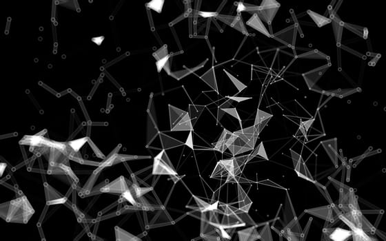 Abstract polygonal space low poly dark background with connecting dots and lines. Connection structure.