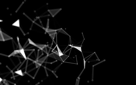 Abstract polygonal space low poly dark background with connecting dots and lines. Connection structure.