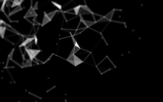 Abstract polygonal space low poly dark background with connecting dots and lines. Connection structure.