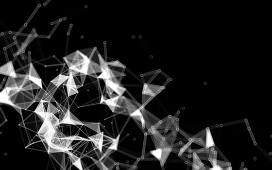 Abstract polygonal space low poly dark background with connecting dots and lines. Connection structure.