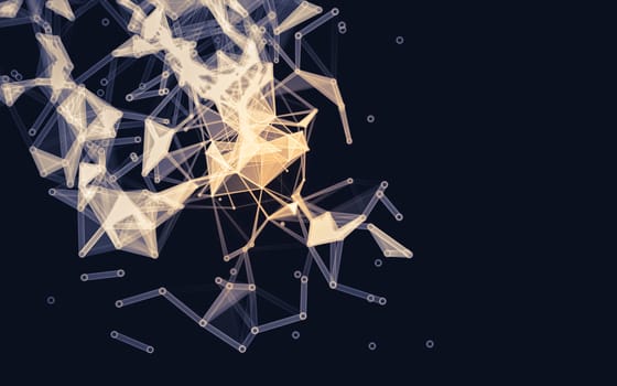 Abstract polygonal space low poly dark background with connecting dots and lines. Connection structure.