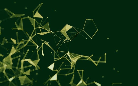 Abstract polygonal space low poly dark background with connecting dots and lines. Connection structure.