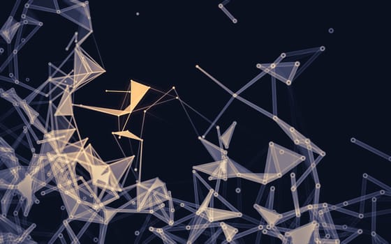 Abstract polygonal space low poly dark background with connecting dots and lines. Connection structure.