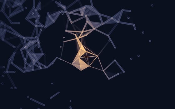 Abstract polygonal space low poly dark background with connecting dots and lines. Connection structure.