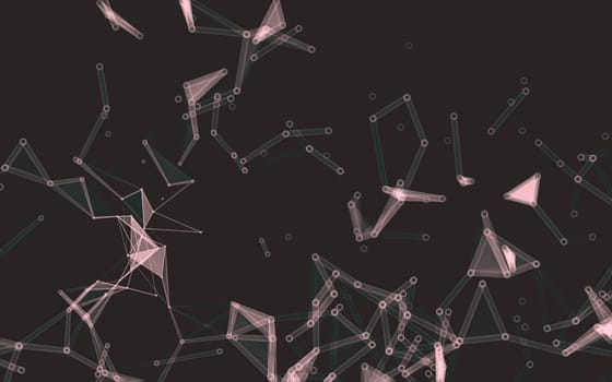 Abstract polygonal space low poly dark background with connecting dots and lines. Connection structure.