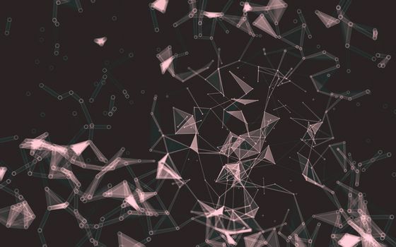 Abstract polygonal space low poly dark background with connecting dots and lines. Connection structure.