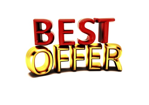 Dimensional inscription of Best offer. 3D rendering.