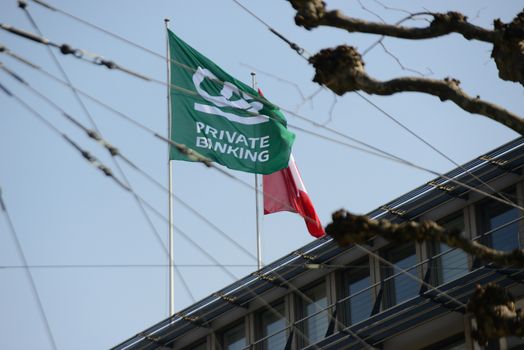 SWITZERLAND, Geneva: A picture taken on January 26, 2016 shows Credit Agricole Private Banking bank sign in Geneva, Switzerland. The revelations of the recently leaked Panama Papers concerning offshore companies in tax heavens, have caused a stir amongst banks. 