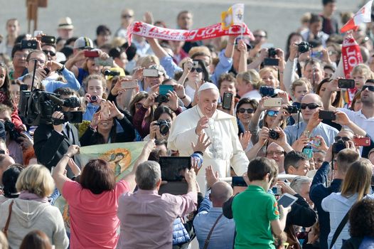 VATICAN, Vatican City: Pope Francis blesses pilgrims in St. Peter' Square at the end of his weekly general audience in Vatican City on April 6, 2016.