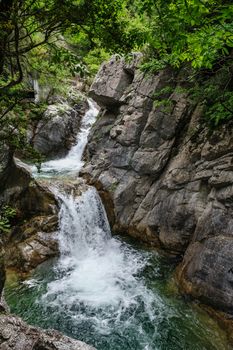 Waterfall in Olympus Mountains, highest in the Greece