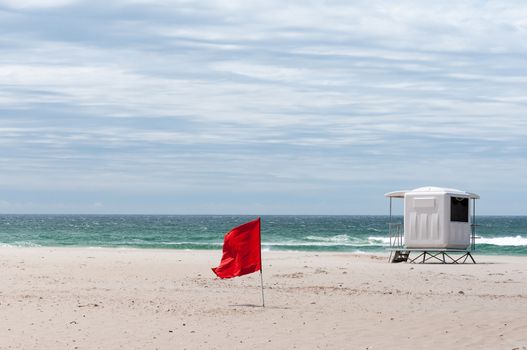 A lifeguard hut at Saint Georges Beach near Port Elizabeth in the Eastern Cape Province of South Africa