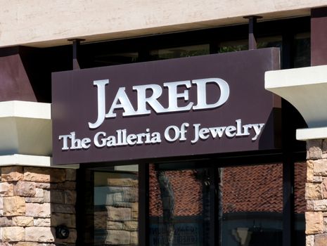 MISSION VIEJO, CA/USA - APRIL 2, 2016: Jared jewelry store exterior and logo. Jared is a subsidiary ofSterling Jewelers, Inc. an American specialty jewelry company.