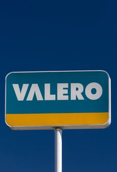 SAN CLEMENTE, CA/USA - APRIL 2, 2016: Valero automobile gas station sign. Valero Energy Corporation is a manufacturer and a marketer of transportation fuels, other petrochemical products, and power.