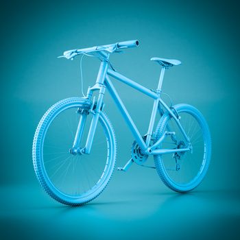 3D rendering mountain bike on a blue background
