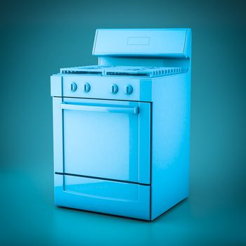 3D rendering household appliances on a blue background