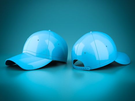 3D rendering baseball cap on blue background