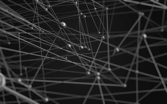 Abstract polygonal space low poly dark background with connecting dots and lines. Connection structure.