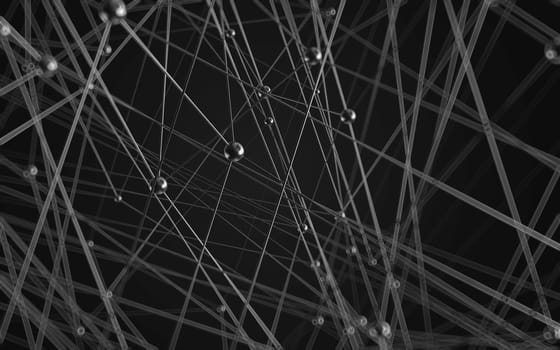 Abstract polygonal space low poly dark background with connecting dots and lines. Connection structure.