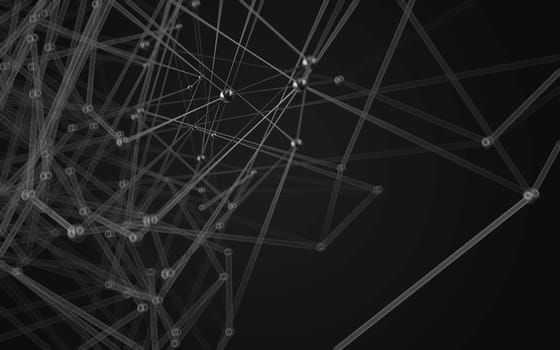 Abstract polygonal space low poly dark background with connecting dots and lines. Connection structure.