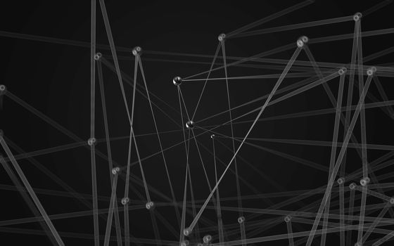 Abstract polygonal space low poly dark background with connecting dots and lines. Connection structure.