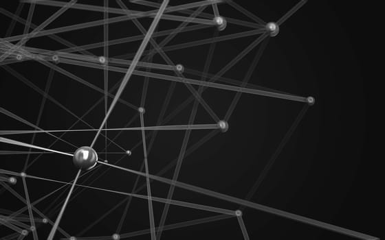 Abstract polygonal space low poly dark background with connecting dots and lines. Connection structure.