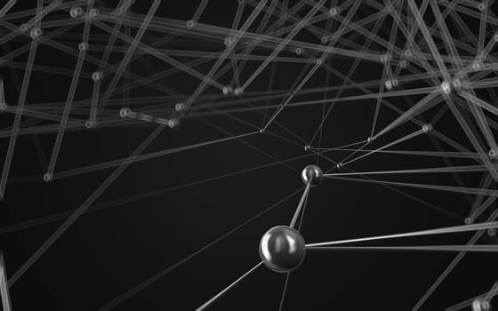 Abstract polygonal space low poly dark background with connecting dots and lines. Connection structure.