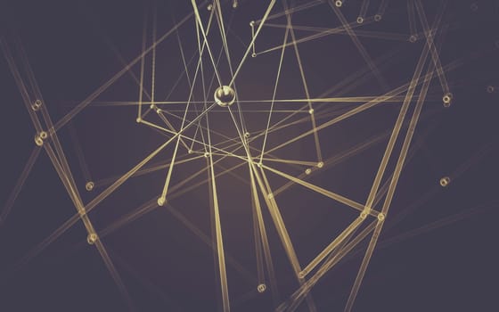 Abstract polygonal space low poly dark background with connecting dots and lines. Connection structure.