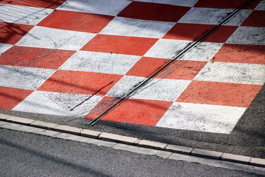 Texture of Race Asphalt and Curb on Monaco Grand Prix Street Circuit