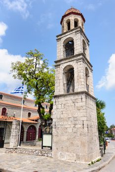 Litochoro, Greece, central square. This small cozy town located at the base of Mount Olympus and famous for its views.