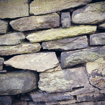 Old stone wall with moss and lichen, Norway Bergen town