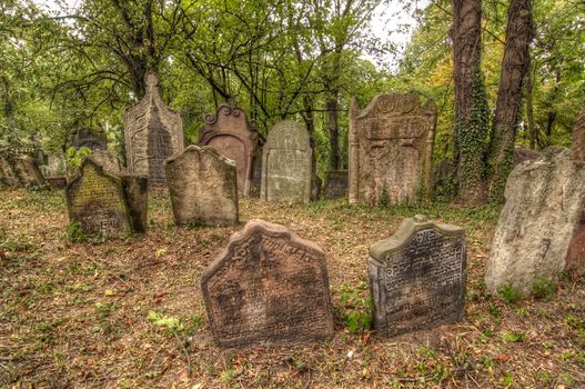 The Old Jewish cemetery at Kolin - one of the oldest landmarks of that kind in Bohemia. The beginning of the cemetery dates back to the 15th century. The oldest tombstones  are from 1492. There are over 2600 tombstones on the cemetery. For example: tombstone of Becalel, son of Jehuda Low.
Kolín, Czech republic, Europe.