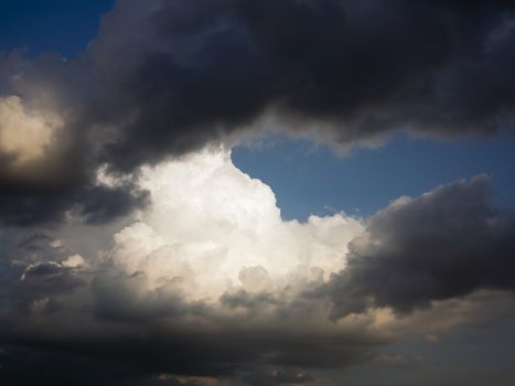 Shot of the dark and white clouds