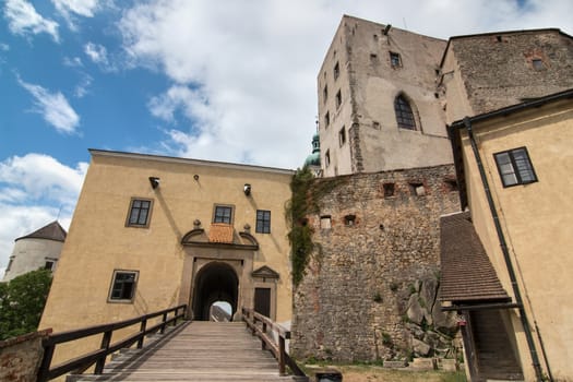 The Buchlov castle is a royal castle that along with Bare Hill and Saint Barbara’s Chapel belongs to significant dominants of Chriby mountains in Moravian Slovakia, which is a region in south-eastern Moravia in the Czech Republic. The castle was built approximately in the first part of the 13th century. 
Buchlov castle, Moravia, Czech republic.