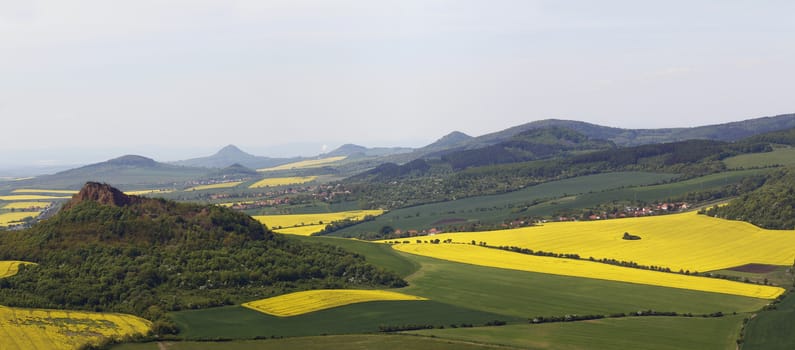 View on the protected landscape area Czech Central Mountains from the top of the hill Kostalov, Czech republic.