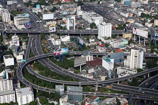 BANGKOK, THAILAND - DECEMBER 23: Bird eye view of Traffic on December 23, 20 13 in Bangkok.