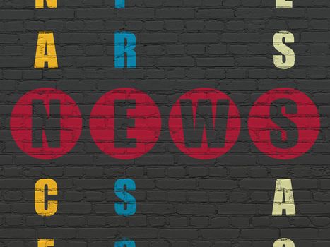 News concept: Painted red word News in solving Crossword Puzzle