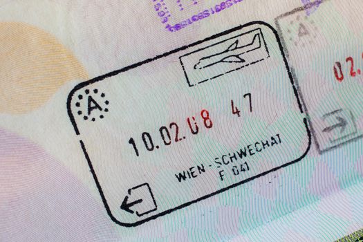Passport stamp visa for travel concept background, Paris France