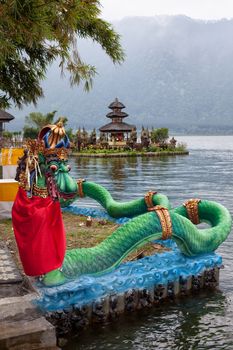 Pura Ulun Danu Bratan, Hindu temple on Bratan lake landscape, one of famous tourist attraction in Bali, Indonesia