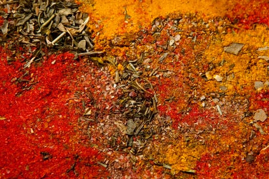 Spice background with different color spices