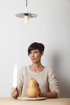 woman with a pumpkin