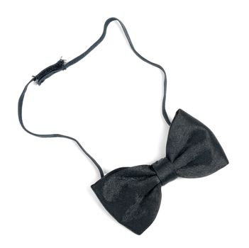 Black bow tie isolated on white background, top view