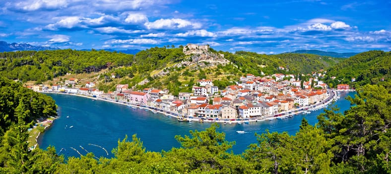 Novigrad Dalmatinski bay panoramic view, Dalmatia, Croatia