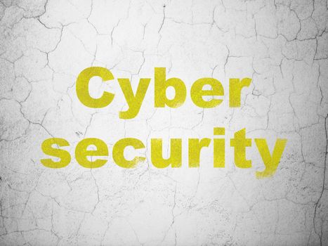 Privacy concept: Yellow Cyber Security on textured concrete wall background