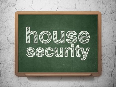 Privacy concept: text House Security on Green chalkboard on grunge wall background, 3D rendering