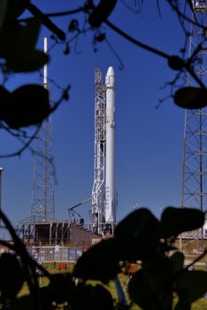 FLORIDA, Cap Canaveral: Space X's Falcon 9 rocket lifts off with an unmanned Dragon cargo craft from the launch platform in Cape Canaveral, Florida on April 8, 2016. After four failed bids SpaceX finally stuck the landing, powering the first stage of its Falcon 9 rocket onto an ocean platform where it touched down upright after launching cargo to space.