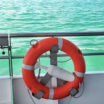 life preserver on the deck of the ship