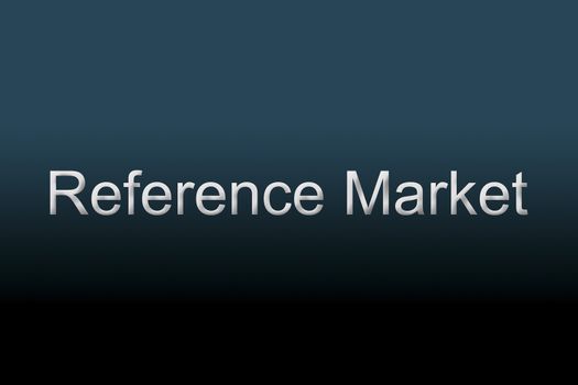 Reference Market written against a blue background to understand a financial concept