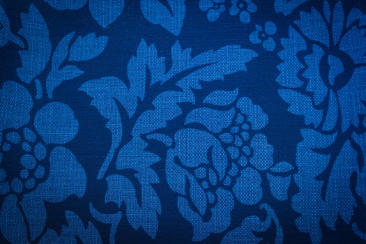 Rustic canvas fabric texture in blue color.