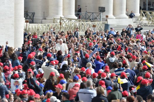 VATICAN: Pope Francis attends his Jubilee audience in Saint-Peter's Square at the Vatican on April 9, 2016.