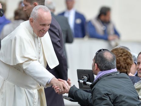 VATICAN: Pope Francis attends his Jubilee audience in Saint-Peter's Square at the Vatican on April 9, 2016.